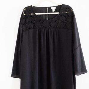 Ava & Viv Black 3/4 Sleeve Blouse
